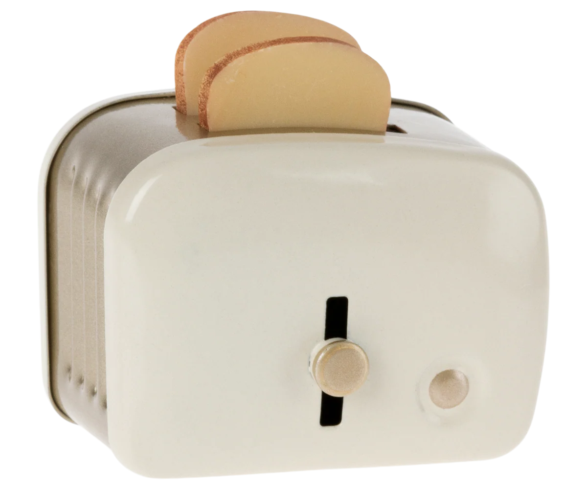 Toaster with bread, Miniature - Off white