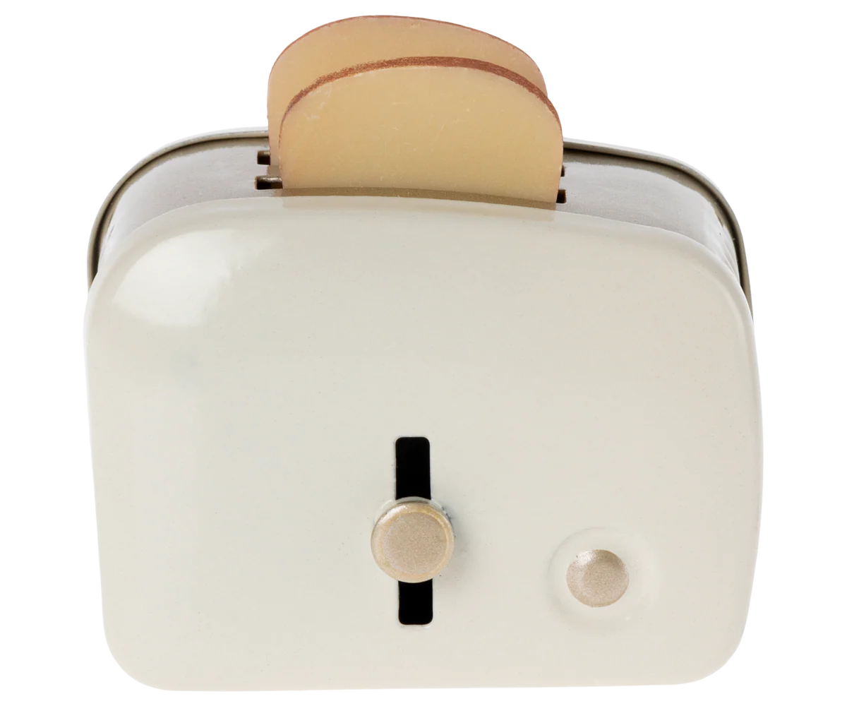 Toaster with bread, Miniature - Off white