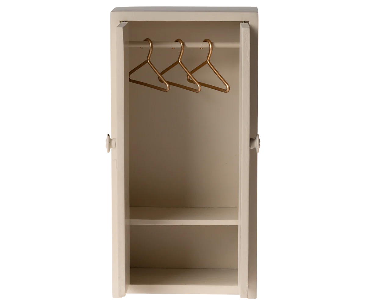 Beige wardrobe with gold hooks on a white background | Maileg UK