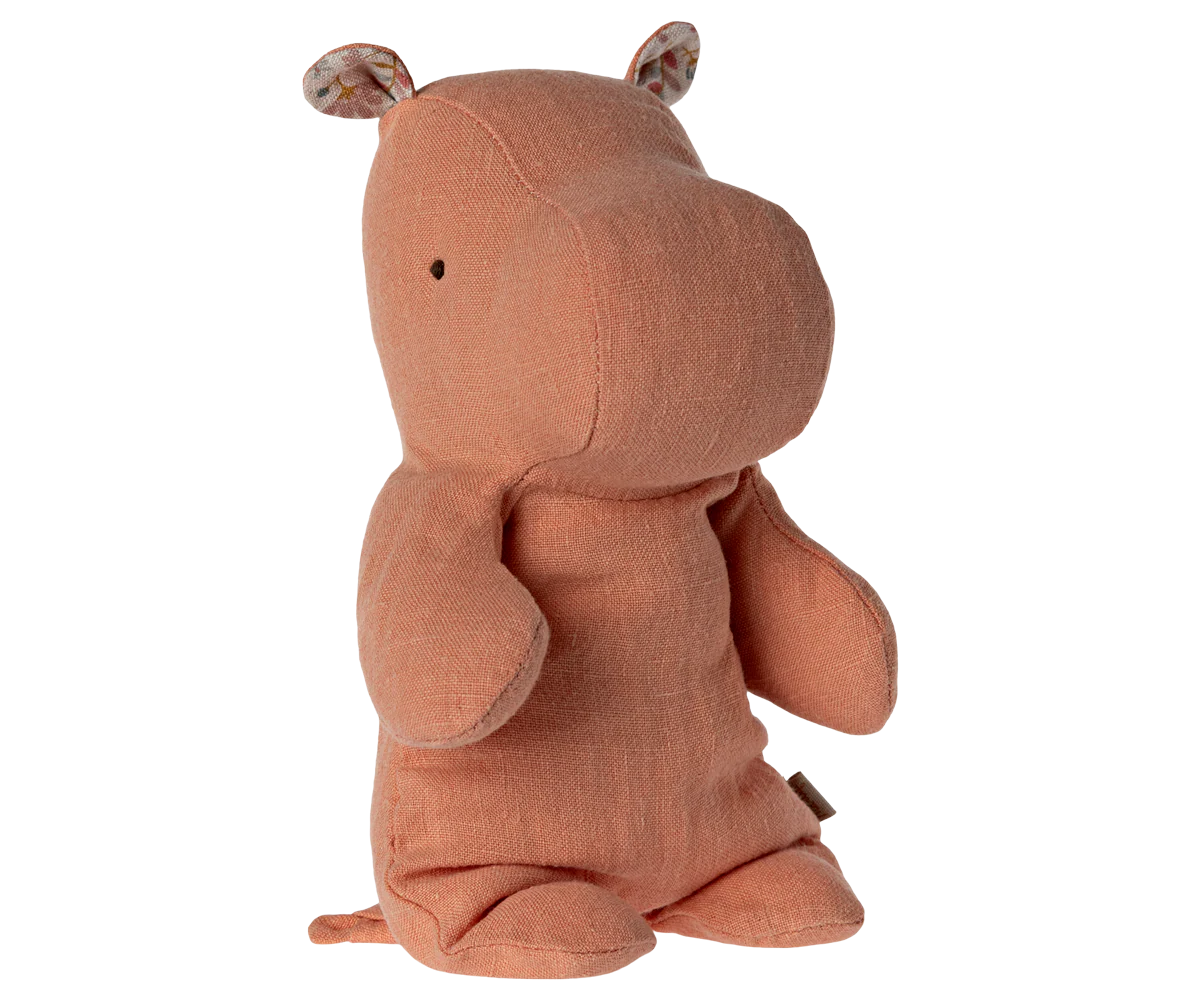 Apricot plush hippo toy on a white background |Safari friends, Hippo, Small - Apricot | Maileg UK