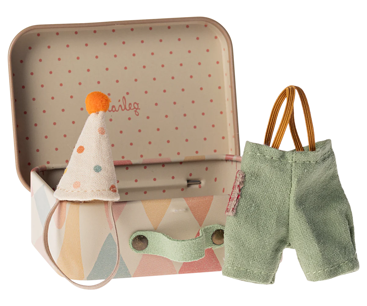 Maileg Clown clothes in suitcase, Little brother mouse | Maileg UK