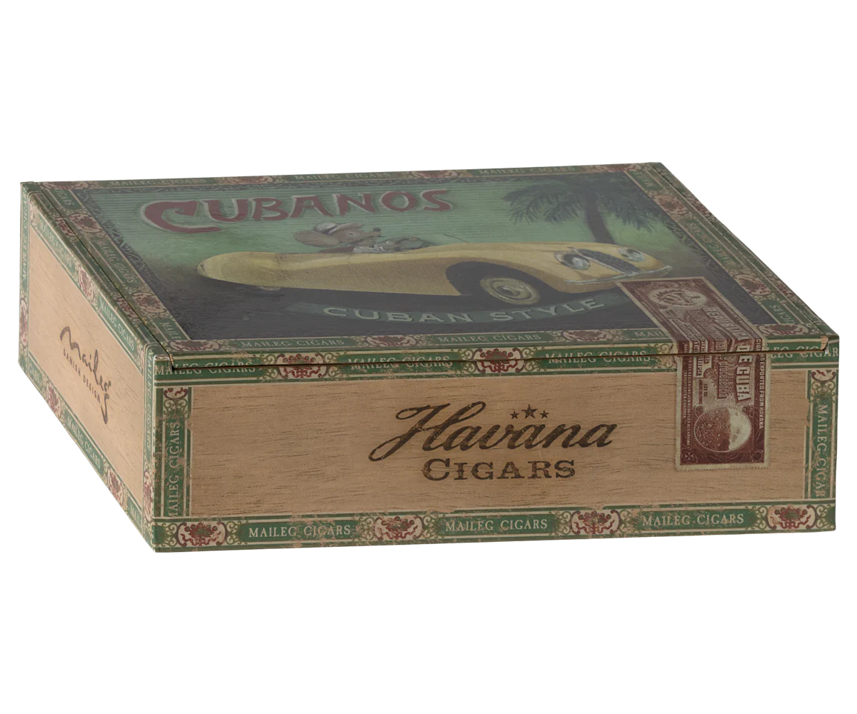 Maileg Grandma and Grandpa mice in cigarbox