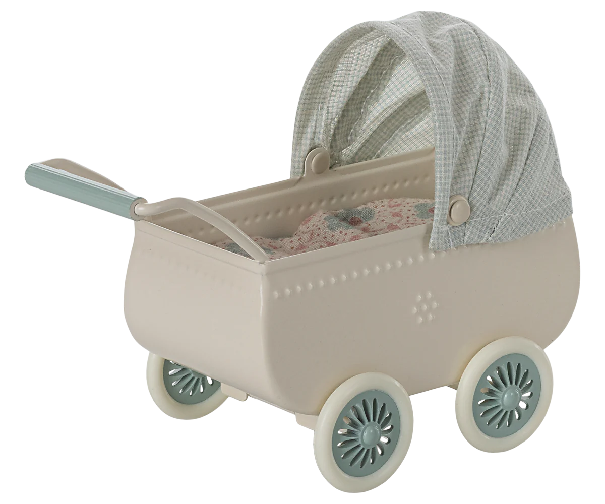 Pram with baby mouse - Mint