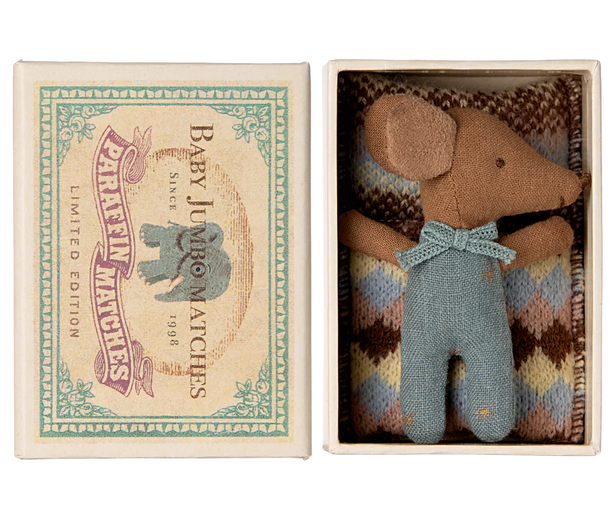 Sleepy Wakey Mouse in Matchbox - Blue | Maileg UK