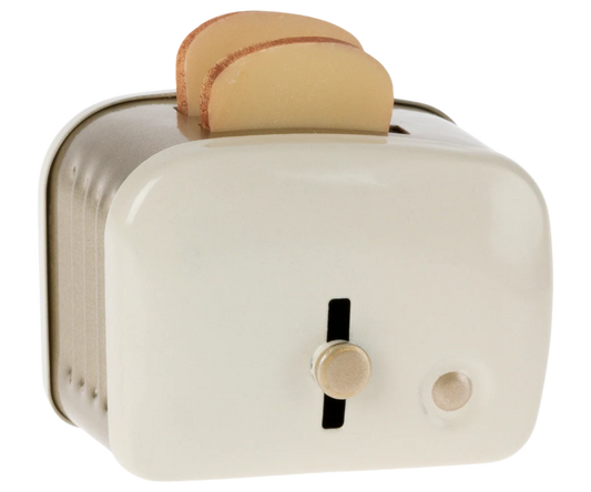 Toaster with bread, Miniature - Off white
