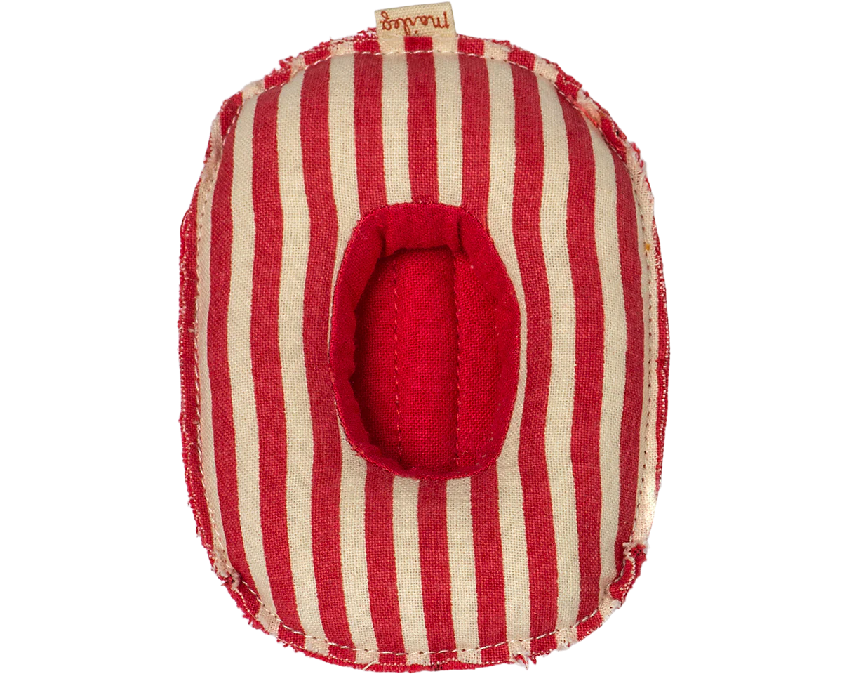 Red and white striped fabric toy with a red center on a white background | Maileg UK