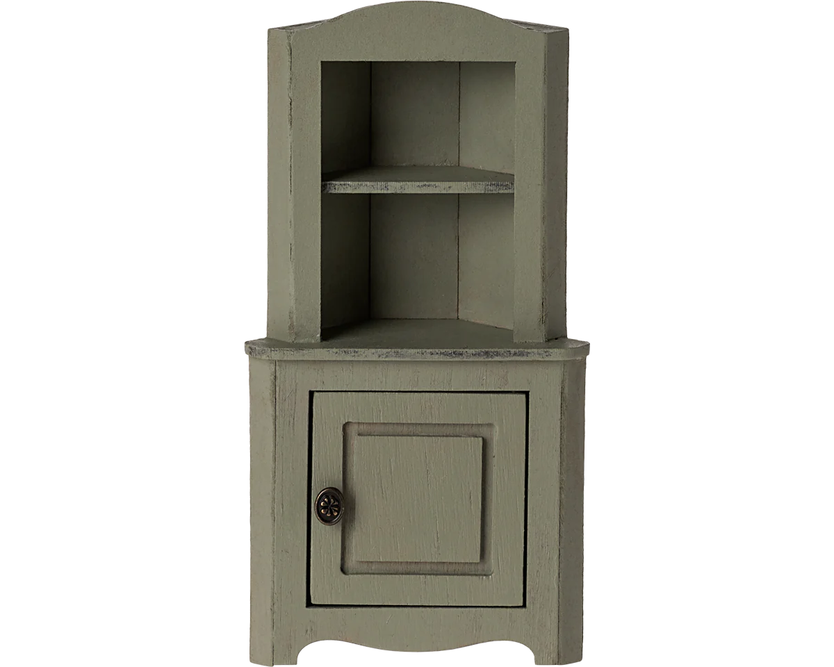 Maileg Mouse corner cabinet in light green | Collectable Dollhouse Furniture