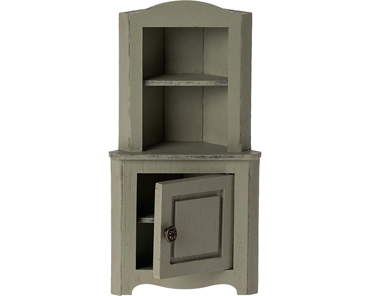 Maileg Mouse corner cabinet in light green | Collectable Dollhouse Furniture