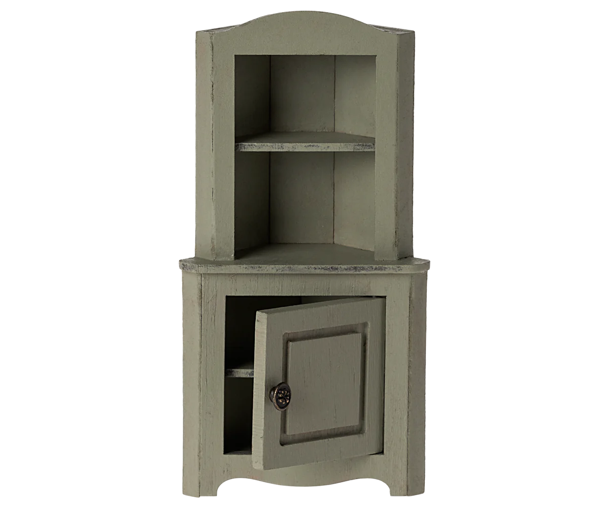 Maileg Mouse corner cabinet in light green | Collectable Dollhouse Furniture