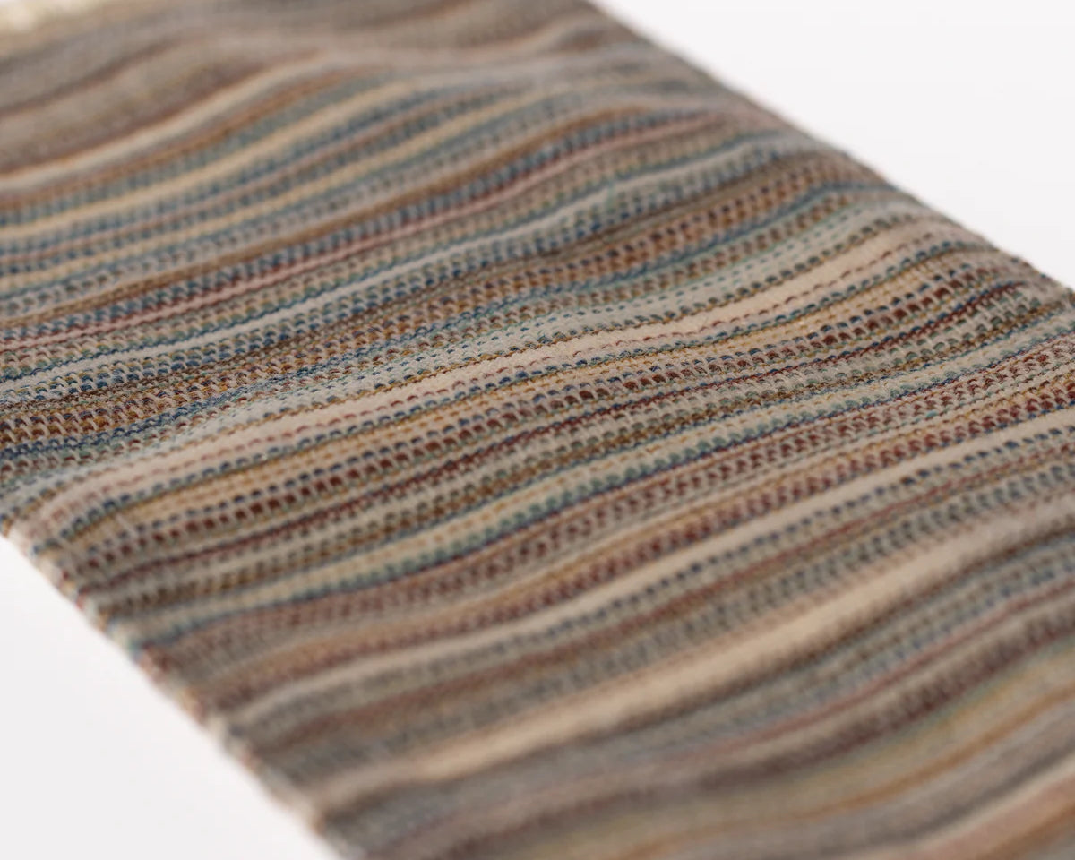 Striped fabric with brown, beige, and blue colors on a white background | Maileg UK