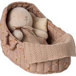 Textile baby booties in a decorative basket with floral pattern on a white background | Maileg UK