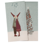 Two Christmas-themed greeting cards with a couple and a tree on a snowy background. | Maileg UK