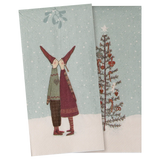 Two Christmas-themed greeting cards with a couple and a tree on a snowy background. | Maileg UK
