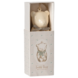 Metal ornament, Teddy bear - Off white/Blue