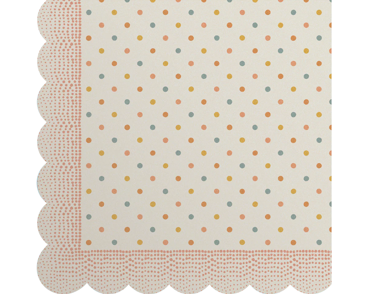 Polka dot napkin with scalloped edge on a white background | Maileg UK