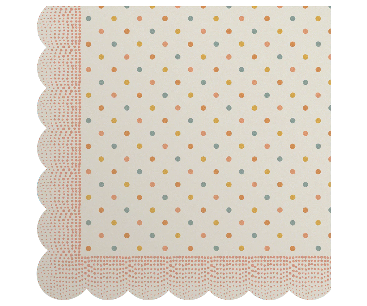 Polka dot napkin with scalloped edge on a white background | Maileg UK