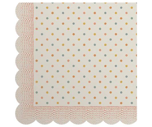 Polka dot napkin with scalloped edge on a white background | Maileg UK