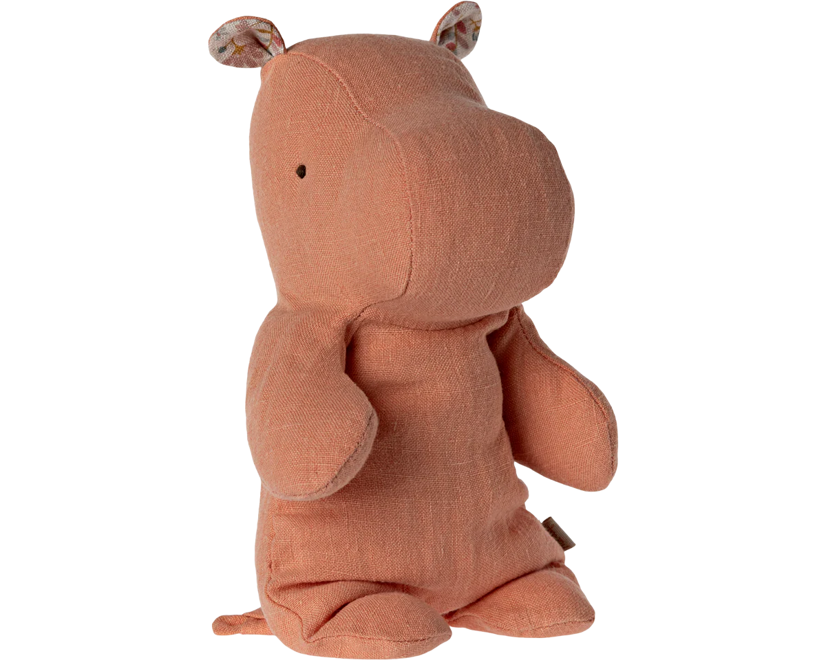 Apricot plush hippo toy on a white background |Safari friends, Hippo, Small - Apricot | Maileg UK