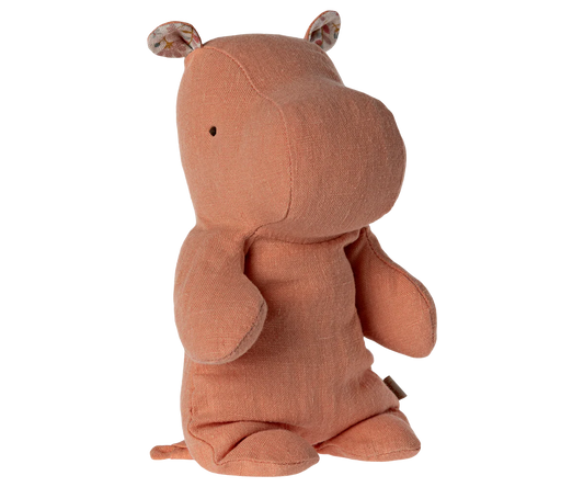 Apricot plush hippo toy on a white background |Safari friends, Hippo, Small - Apricot | Maileg UK