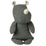 Gray plush toy with animal ears on a white background |Safari friends, Rhino, Small - Pine | Maileg UK