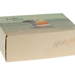 Surfer Mice Packaging cardboard box with maileg illustration of surfer mouse at the beach | collectable dollhouse miniatures