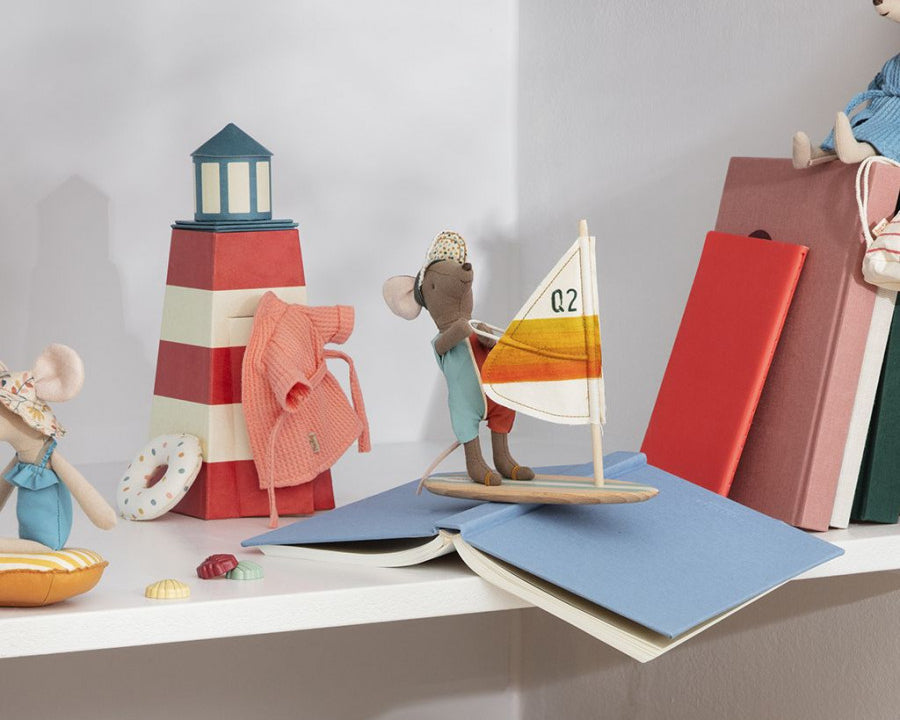 Surfer mouse riding a wave of imagination | Collectable Maileg toys 