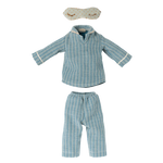 Maileg blue striped pajamas and sleep mask | Collectable Heirloom Toys