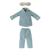 Maileg blue striped pajamas and sleep mask | Collectable Heirloom Toys