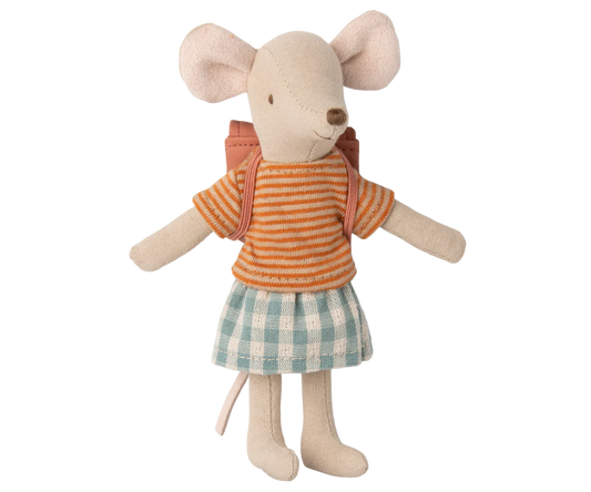 Maileg Tricycle Mouse, Big Sister with Bag - Old Rose