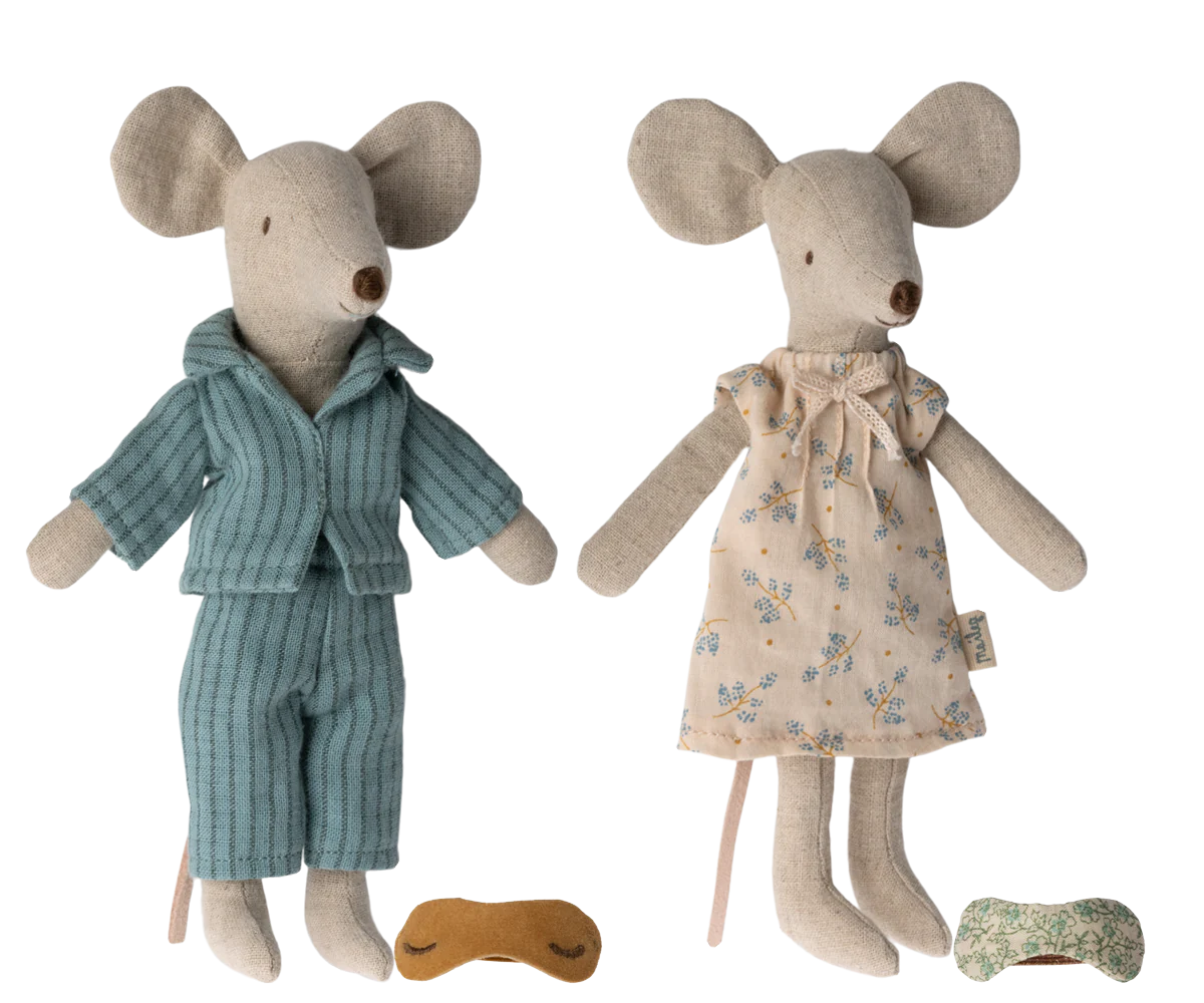 Maileg Mum and Dad mouse in their cigar box bed | Collectable Heirloom Toys