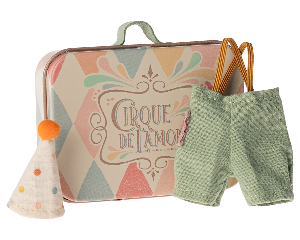 Maileg Clown clothes in suitcase, Little brother mouse | Maileg UK