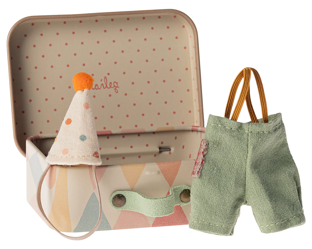 Maileg Clown clothes in suitcase, Little brother mouse | Maileg UK