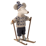Maileg Winter mouse with ski set, Dad - Blue | Maileg UK