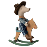 Cowboy mouse on rocking horse, Little brother