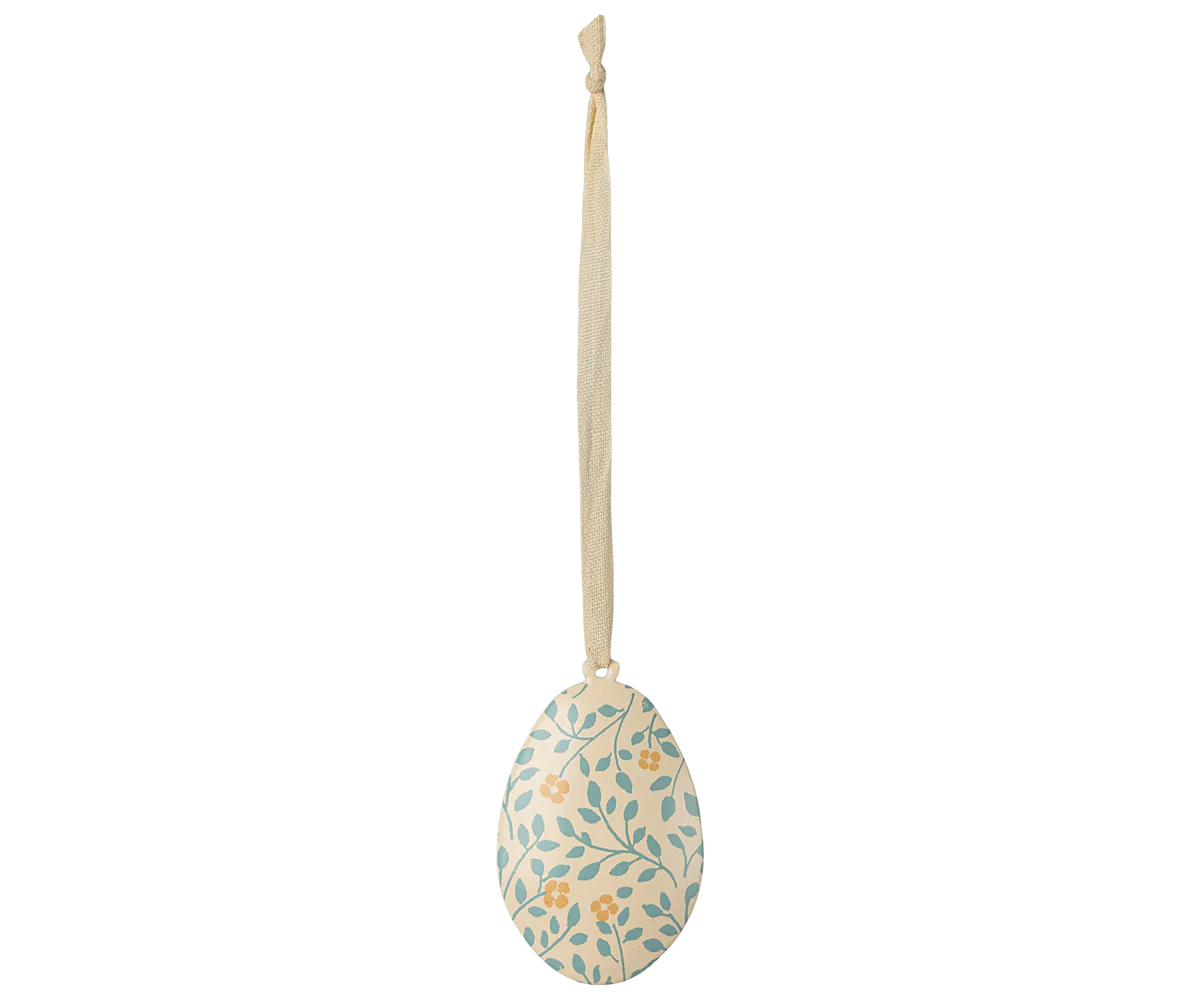 Metal ornament, Easter egg - Branches - Mint