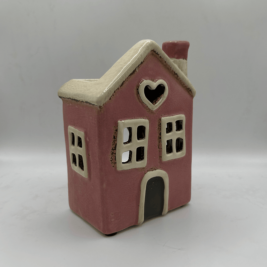 Ceramic Tea Light House Wax Burner Pink