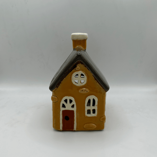 Ceramic Tea Light House Small Mustard