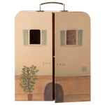 Suitcase with artistic design of a house, plant, and shutters on a white background | Maileg UK