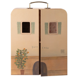 Suitcase with artistic design of a house, plant, and shutters on a white background | Maileg UK