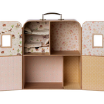 Open toy suitcase with patterned interior and exterior on a white background | Maileg UK