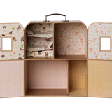 Open toy suitcase with patterned interior and exterior on a white background | Maileg UK