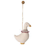 Decorative goose ornament with a red collar on a white background | Christmas Maileg UK