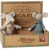 Grandma and grandpa mice in cigarbox