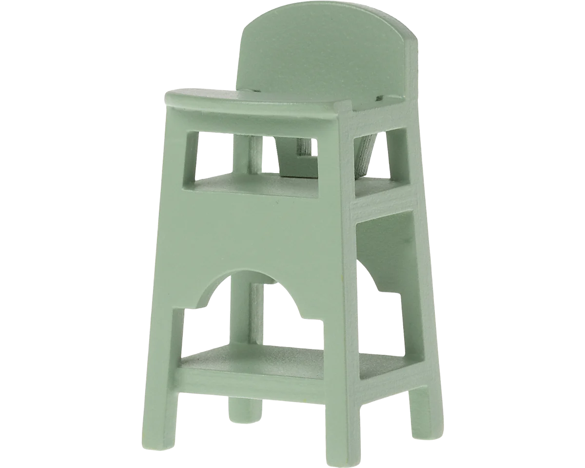 Maileg High Chair, Mouse - Mint | Dollhouse Miniatures