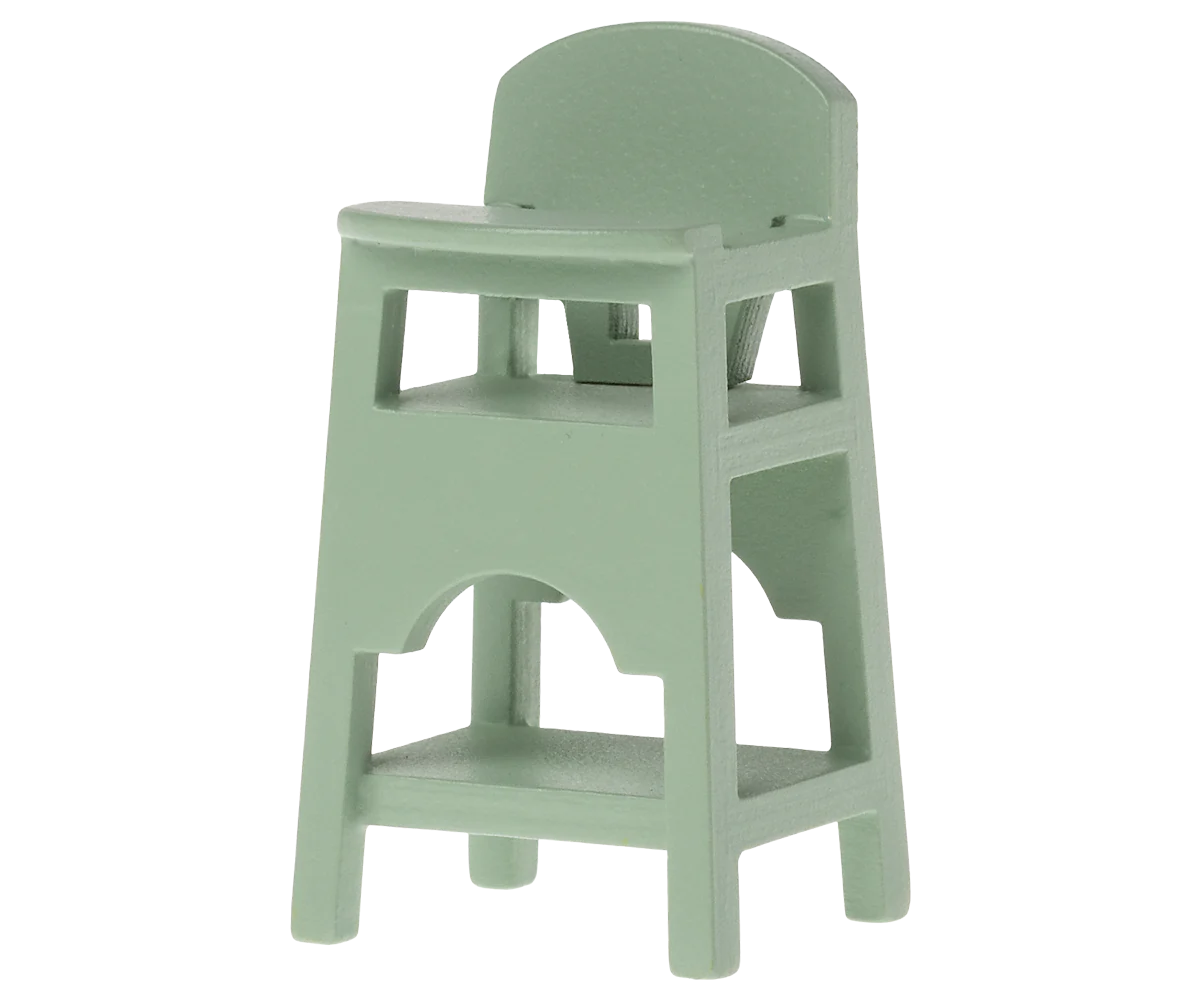 Maileg High Chair, Mouse - Mint | Dollhouse Miniatures