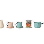 Set of ceramic kitchenware items including mugs, a pitcher, and a pot on a white background | Maileg UK