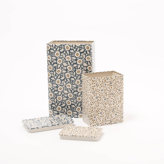 Metal box, Flowers - 2 pcs set