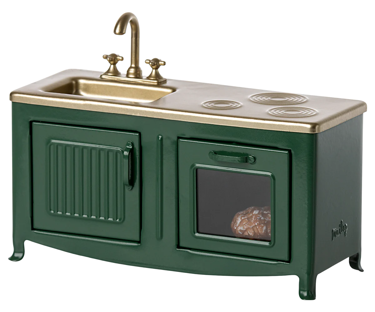 Maileg Mouse kitchen in Dark Green | Collectable Dollhouse Furniture