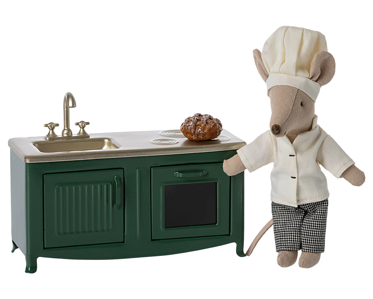 Maileg Mouse kitchen in Dark Green | Collectable Dollhouse Furniture