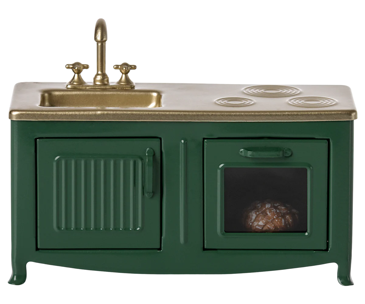 Maileg Mouse kitchen in Dark Green | Collectable Dollhouse Furniture